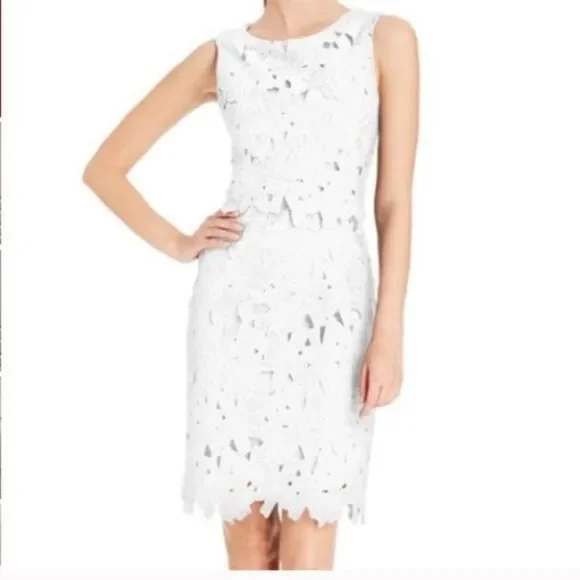 Ellen Tracy Dresses | Ellen Tracy Floral Lace Popover Dress White 12 Nwt | Color: White | Size: 12 | Annaloug's Closet